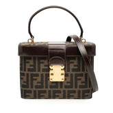 フェンディ ズッカ ショルダーバッグ バニティバッグ 2WAY ブラウン キャンバス レザー レディース FENDI 【中古】
